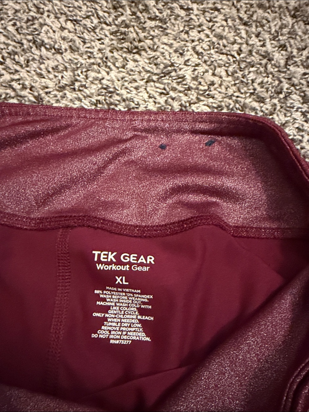 Tek Gear Sparkly Burgandy Leggings XL - Picture 2 of 5